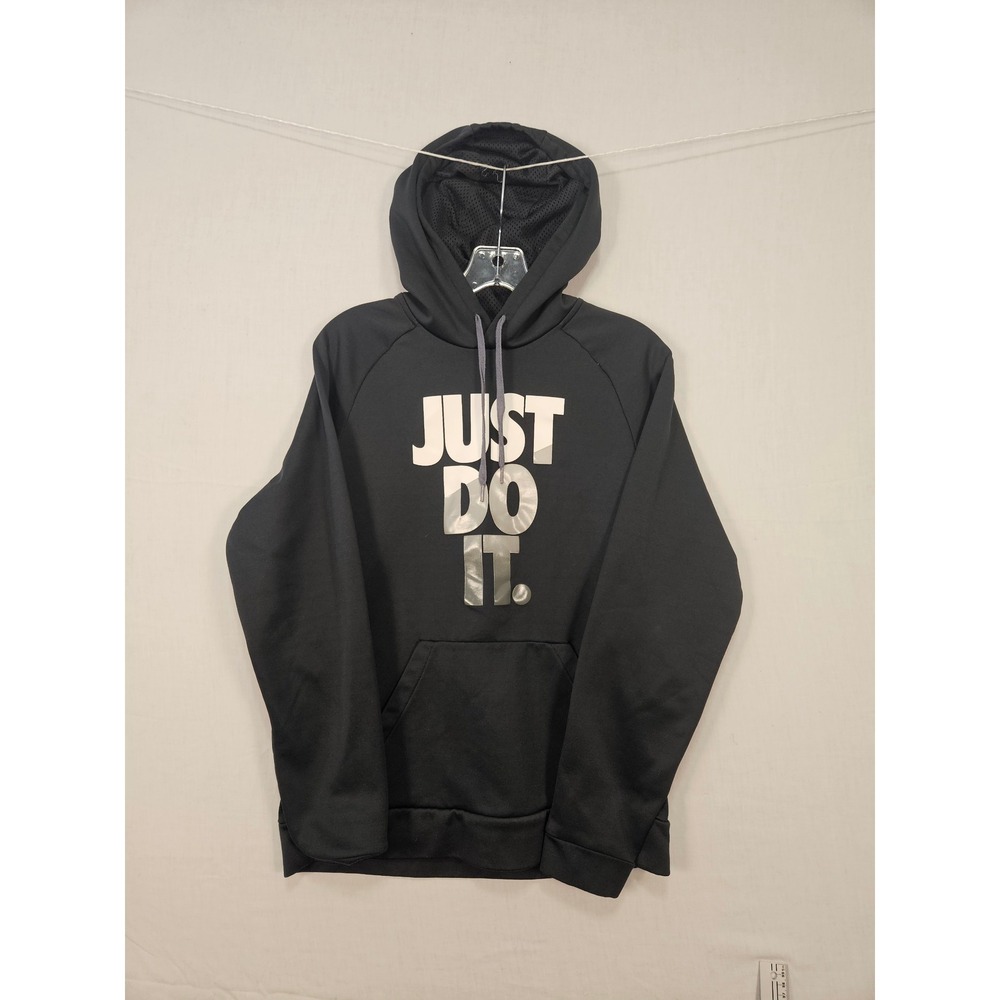 Nike Dri-FIT Mens Small Black Just Do It Graphic Pullover Hoodie Sweatshirt